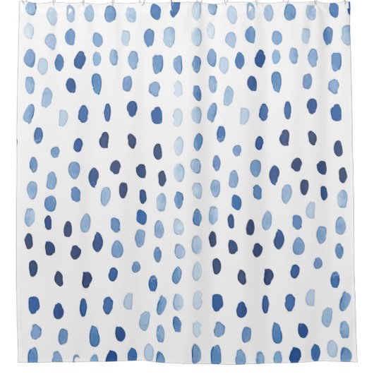 Indigo blauwe waterverf regendruppels shibori japa douchegordijn (Voorkant)