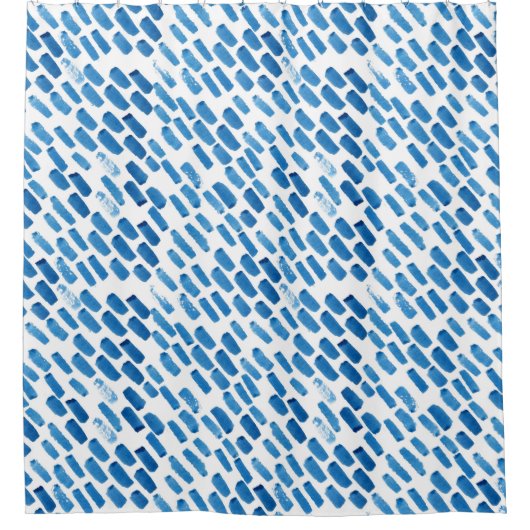 Indigo blauwe waterverf regendruppels shibori japa douchegordijn (Voorkant)