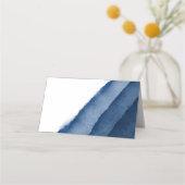 Indigo Blauwe Waterverf Trouwescorte / Plaatskaartje (Achterkant)