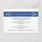 Indigo blauwe, witte moderne trouwaccommodatie informatiekaartje (Voorkant)