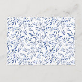 Indigo blauwe, witte moderne trouwaccommodatie informatiekaartje (Achterkant)