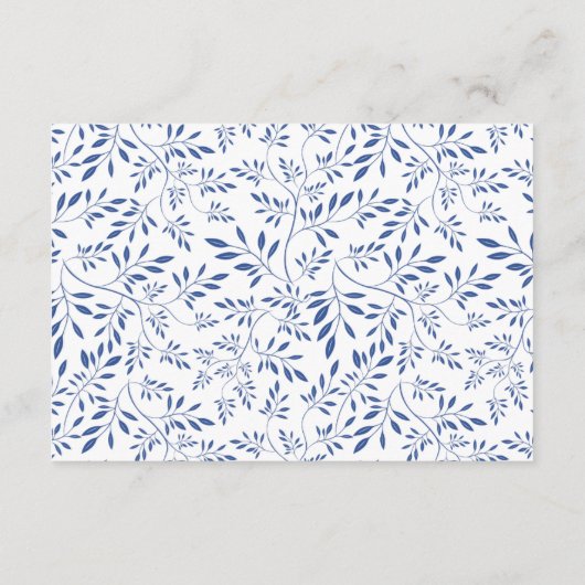 Indigo blauwe, witte moderne trouwaccommodatie informatiekaartje (Achterkant)