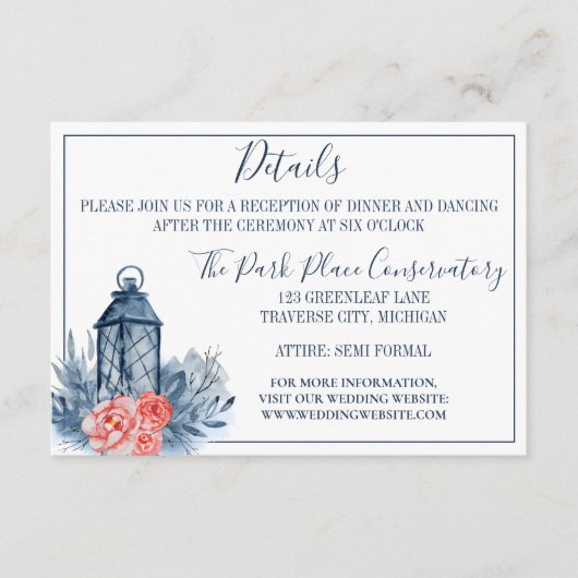 Indigo Bliss Floral Branches Lantern - Gegevens Informatiekaartje (Voorkant)