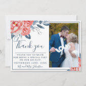 Indigo Bliss Floral Branches Stems Wedding Bedankkaart (Voorkant)