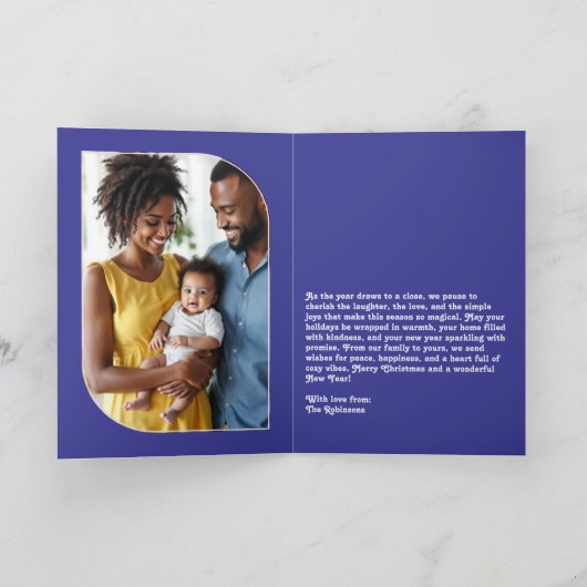 Indigo Bliss Happy New Year Retro Groovy Photo Feestdagen Kaart (Binnen)