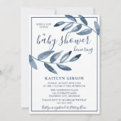 Indigo Bliss Waterverf Leaf Branch Baby shower Kaart (Voorkant)