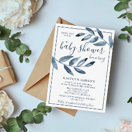 Indigo Bliss Waterverf Leaf Branch Baby shower Kaart