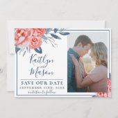 Indigo Bliss Waterverf Leaf Floral Branches Save The Date (Voorkant)