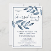 Indigo Bliss Waterverf Leaf Rehearsal Dinner Kaart (Voorkant)