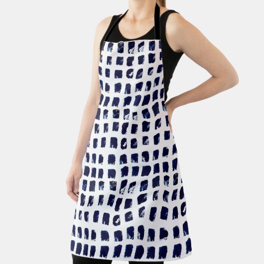 Indigo Block Print Fiber Art All-Over Print Schort (Insitu)
