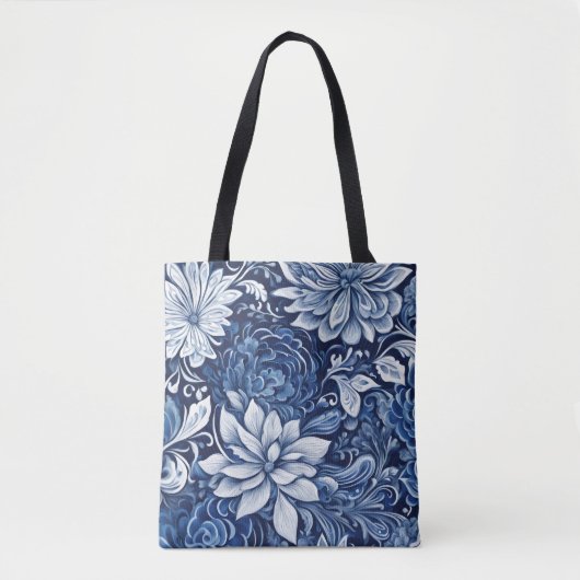 indigo bloem tapijt tas (Voorkant)