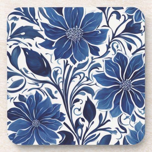indigo bloem tuin coaster bier onderzetter (Voorkant)