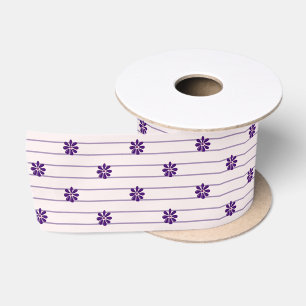 Indigo Bloemen & Blush en Violet Gestreept Satijnen Lint