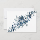 Indigo bloemen bruiloft reactie een maaltijdselect RSVP kaartje (Achterkant)
