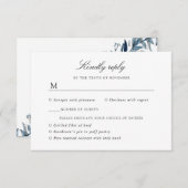 Indigo bloemen bruiloft reactie een maaltijdselect RSVP kaartje (Voorkant / Achterkant)