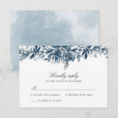 Indigo bloemen bruiloft reactie kaart (Voorkant / Achterkant)