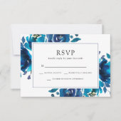 Indigo Bloemen Bruiloft RSVP Kaartje (Voorkant)