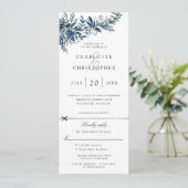 indigo bloemen bruiloft uitnodiging rsvp bijgevoeg (Staand voorkant)