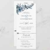 indigo bloemen bruiloft uitnodiging rsvp bijgevoeg (Voorkant / Achterkant)