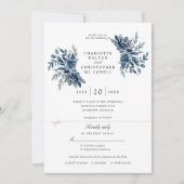 indigo bloemen bruiloft uitnodiging rsvp bijgevoeg (Voorkant)