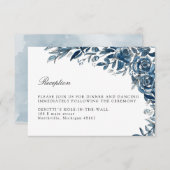 Indigo bloemen bruiloftsreceptie omheining kaart (Voorkant / Achterkant)