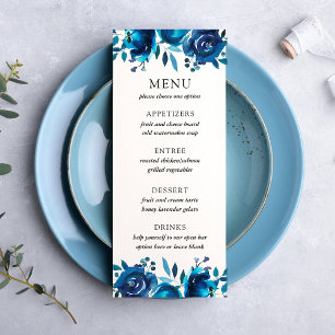 Indigo Bloemenen Huwelijksmenu Reclamekaart