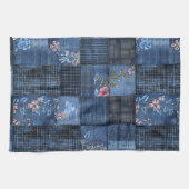 Indigo bloempatroon patchwork | Boho denim Theedoek (Horizontaal)