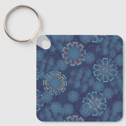 Indigo Bloempatroon Sleutelhanger (Voorkant)