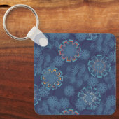 Indigo Bloempatroon Sleutelhanger (Voorkant)