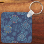 Indigo Bloempatroon Sleutelhanger (Achterkant)