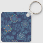 Indigo Bloempatroon Sleutelhanger (Achterkant)