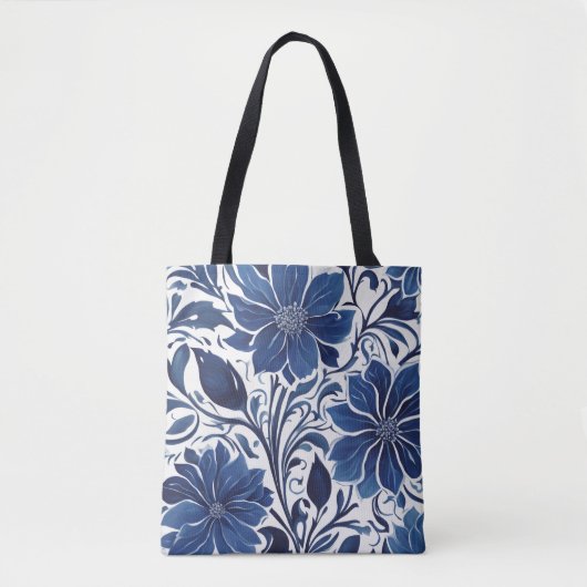 indigo bloemtuin tote tas (Voorkant)