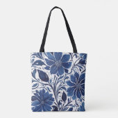 indigo bloemtuin tote tas (Achterkant)