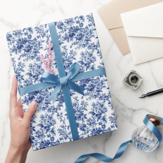 Indigo Bloesem Toile Cadeaupapier (Geschenken)
