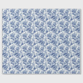 Indigo Bloesem Toile Cadeaupapier (Vlak)