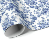 Indigo Bloesem Toile Cadeaupapier (Rol Hoek)