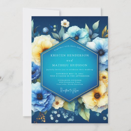 Indigo Bloom Dream Wedding Kaart (Voorkant)