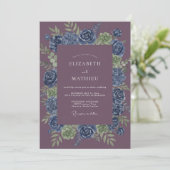 Indigo Bloom Romance Trouwen Kaart (Staand voorkant)