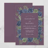 Indigo Bloom Romance Trouwen Kaart (Voorkant / Achterkant)