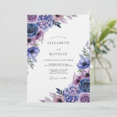 Indigo Bloom Romantische Bloeiende Bruiloft Kaart (Staand voorkant)