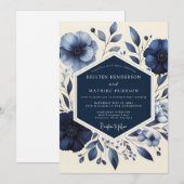 Indigo Bloom Romantische Bruiloft Kaart (Voorkant / Achterkant)