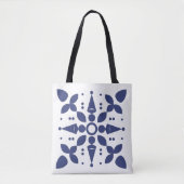 Indigo Bloom Symmetrische Tegel Canvas tas (Voorkant)