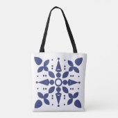 Indigo Bloom Symmetrische Tegel Canvas tas (Achterkant)