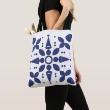 Indigo Bloom Symmetrische Tegel Canvas tas