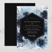 Indigo Bloom Whimsy Bruiloft Kaart (Voorkant / Achterkant)