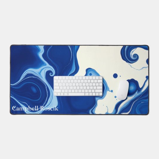 Indigo Blue Abstract Modern Professional Bureaumat (Keyboard & Muis)