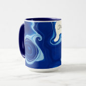 Indigo Blue Abstract Watercolor Personalized  Mok (Voorkant links)