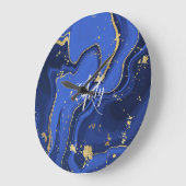 Indigo Blue Agate Marble Abstracte Name Monogram Grote Klok (Hoek)