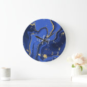 Indigo Blue Agate Marble Abstracte Name Monogram Grote Klok (Huis)