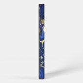 Indigo Blue Agate Marble Abstracte Name Monogram iPhone Hoesje (Rechterkant)